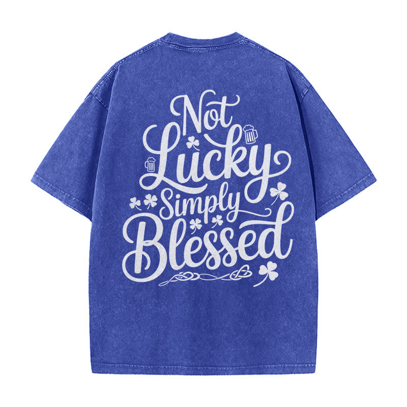 Christianartworkshop Not Lucky Simply Blessed Romans 4:7-8 Unisex Washed T-Shirt