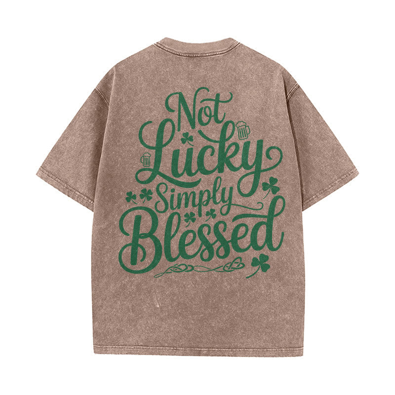 Christianartworkshop Not Lucky Simply Blessed Romans 4:7-8 Unisex Washed T-Shirt
