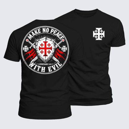 Luxe Mercerized Cotton Tee - Make No Peace with Evil Knight Templar Jerusalem Cross