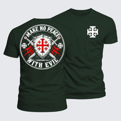Luxe Mercerized Cotton Tee - Make No Peace with Evil Knight Templar Jerusalem Cross