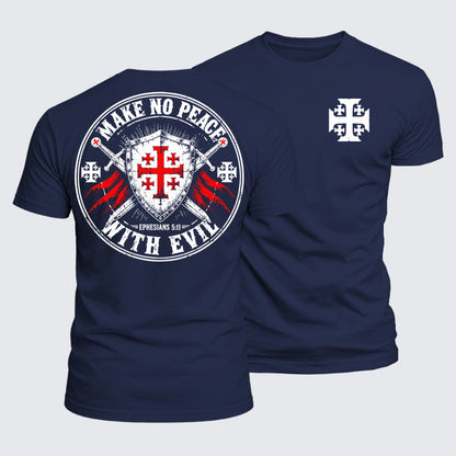 Luxe Mercerized Cotton Tee - Make No Peace with Evil Knight Templar Jerusalem Cross
