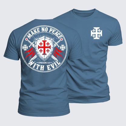 Luxe Mercerized Cotton Tee - Make No Peace with Evil Knight Templar Jerusalem Cross
