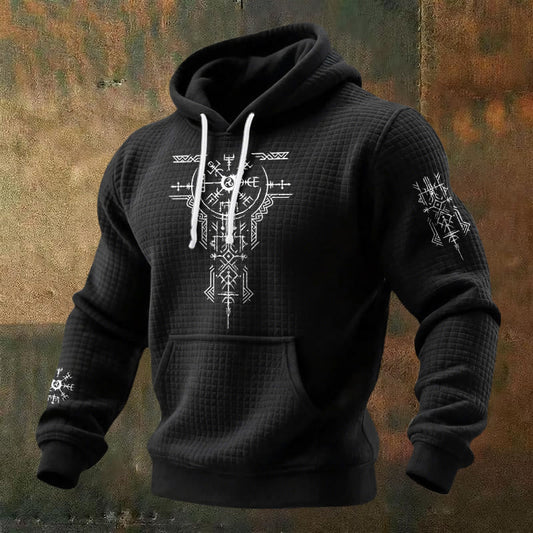WorldNorse Norse Rune Compass Waffle Hoodie