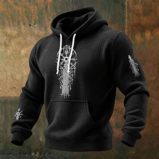 WorldNorse Viking Vegvisir Geometry Waffle Hoodie