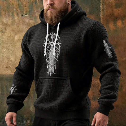 WorldNorse Viking Vegvisir Geometry Waffle Hoodie