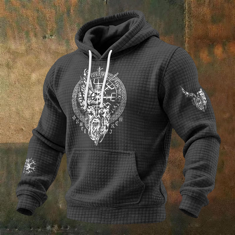 WorldNorse Norse Vegvisir Raven Rune Waffle Hoodie