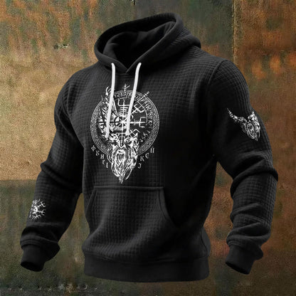WorldNorse Norse Vegvisir Raven Rune Waffle Hoodie