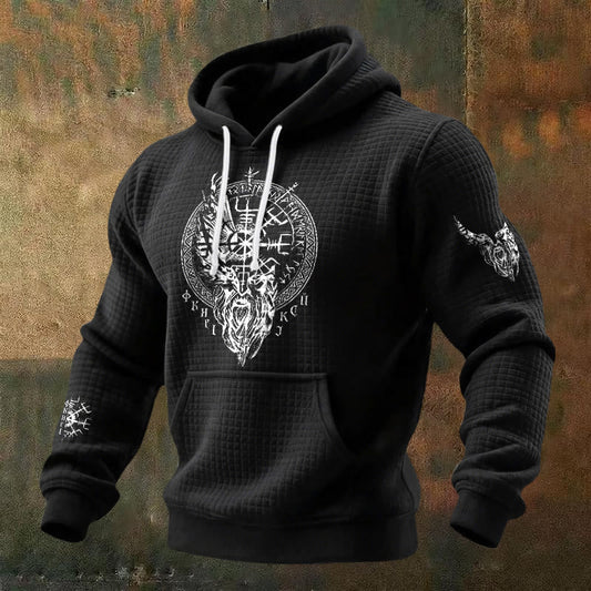 WorldNorse Norse Vegvisir Raven Rune Waffle Hoodie