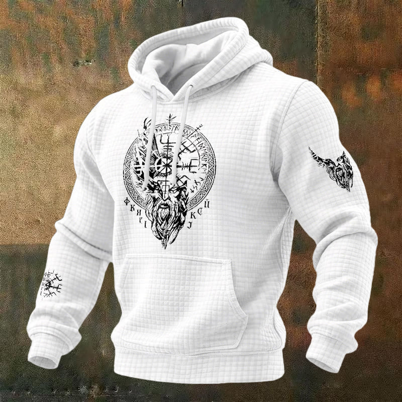 WorldNorse Norse Vegvisir Raven Rune Waffle Hoodie