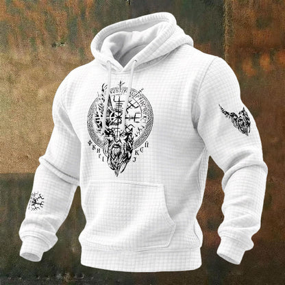 WorldNorse Norse Vegvisir Raven Rune Waffle Hoodie