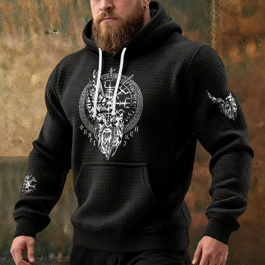 WorldNorse Norse Vegvisir Raven Rune Waffle Hoodie