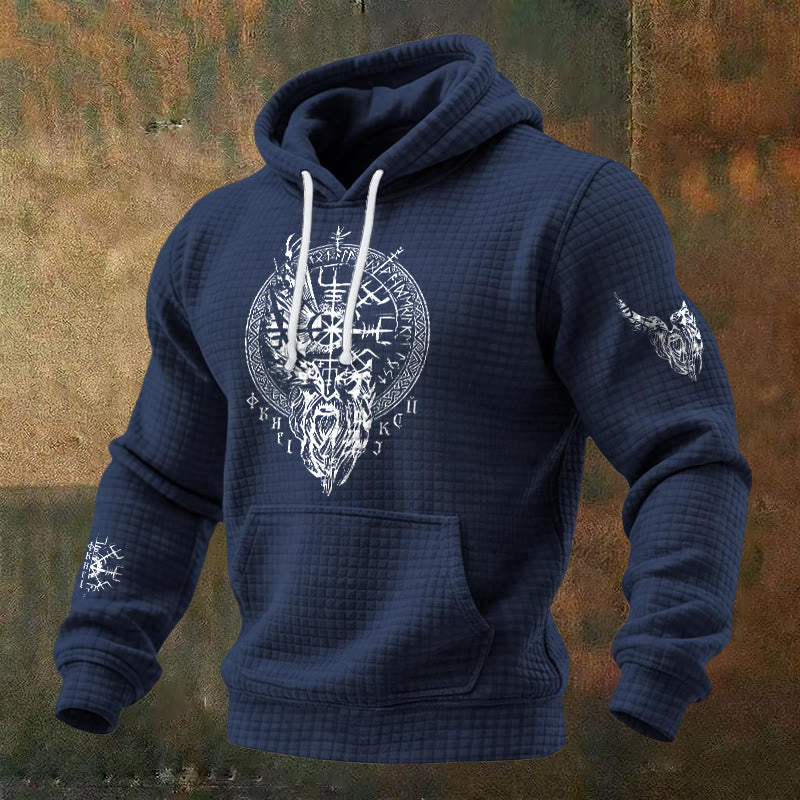 WorldNorse Norse Vegvisir Raven Rune Waffle Hoodie