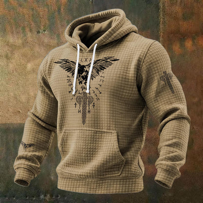 WorldNorse Norse Raven Totem Rune Waffle Hoodie