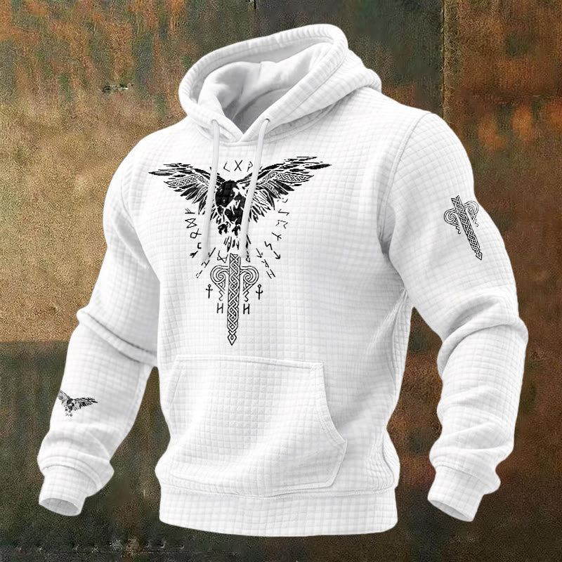 WorldNorse Norse Raven Totem Rune Waffle Hoodie