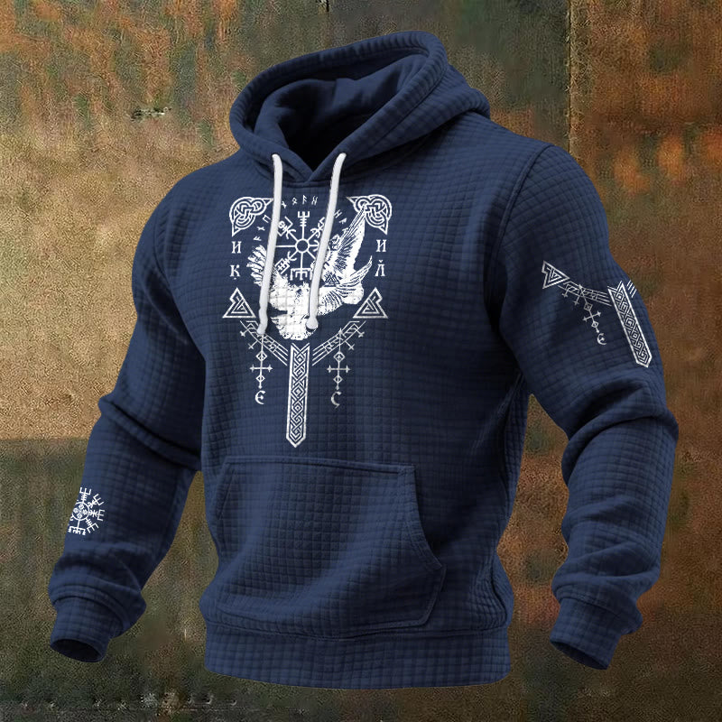 WorldNorse Viking Raven Celtic Knot Waffle Hoodie