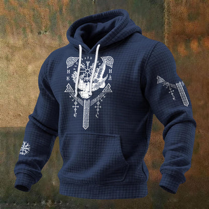 WorldNorse Viking Raven Celtic Knot Waffle Hoodie