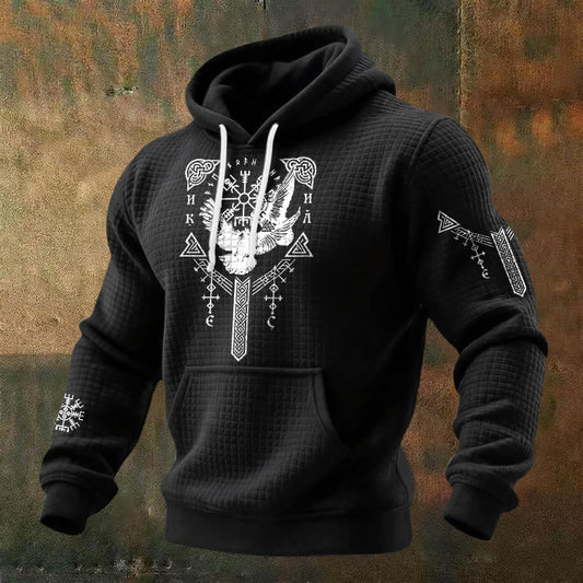 WorldNorse Viking Raven Celtic Knot Waffle Hoodie