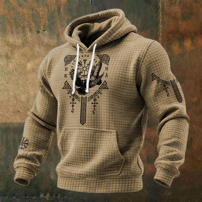 WorldNorse Viking Raven Celtic Knot Waffle Hoodie