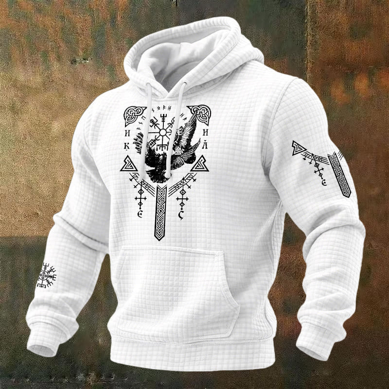 WorldNorse Viking Raven Celtic Knot Waffle Hoodie