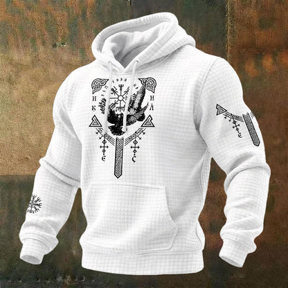 WorldNorse Viking Raven Celtic Knot Waffle Hoodie