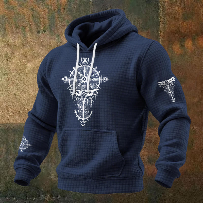 WorldNorse Norse Rune Geometric Waffle Hoodie