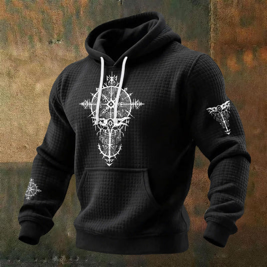 WorldNorse Norse Rune Geometric Waffle Hoodie