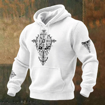 WorldNorse Norse Rune Geometric Waffle Hoodie