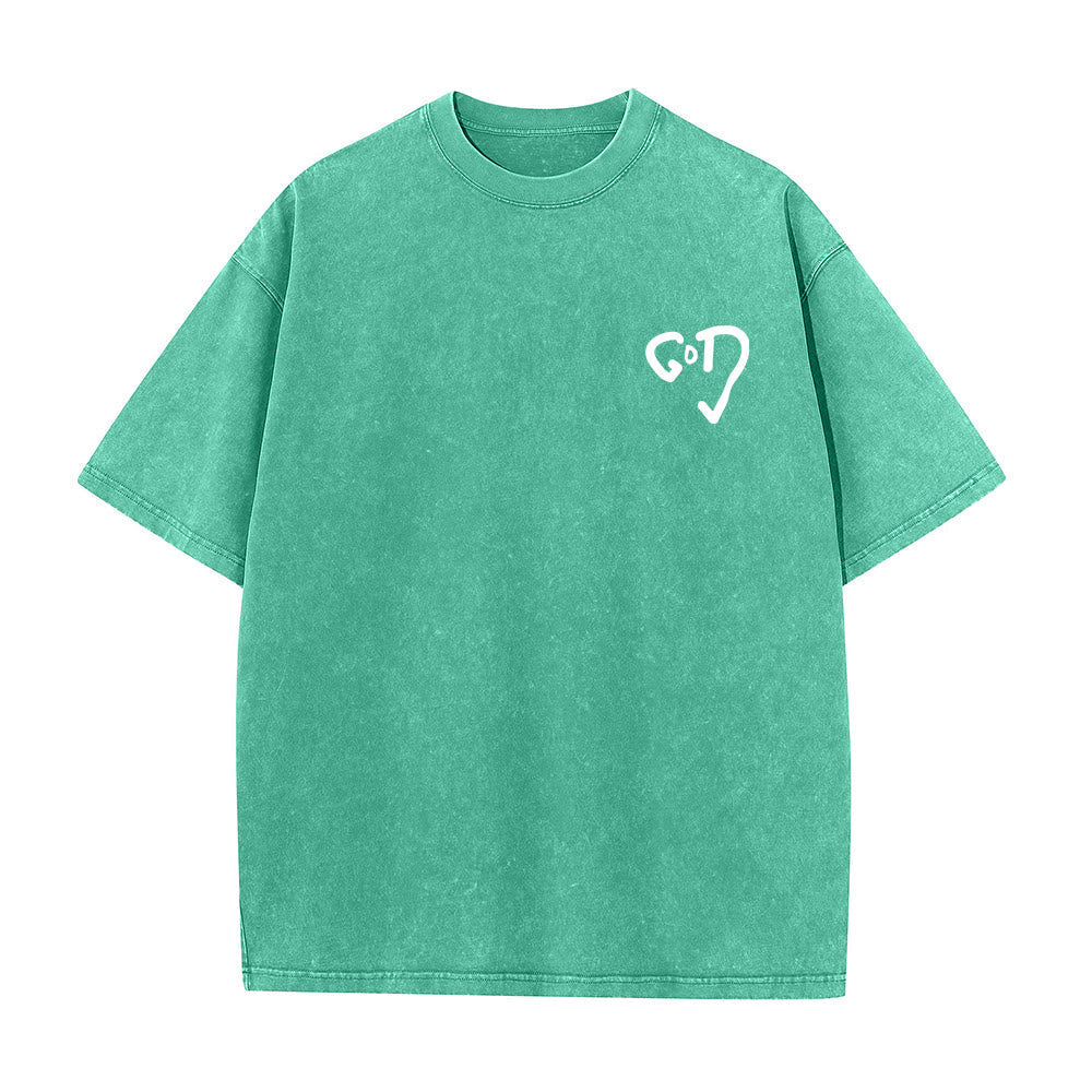 Christianartworkshop God Heart Unisex Washed T-shirt
