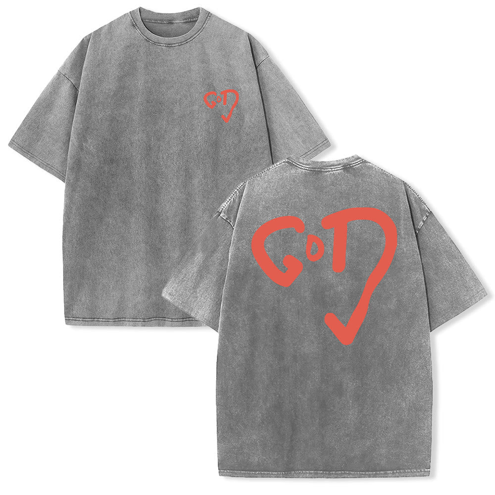 Christianartworkshop God Heart Unisex Washed T-shirt