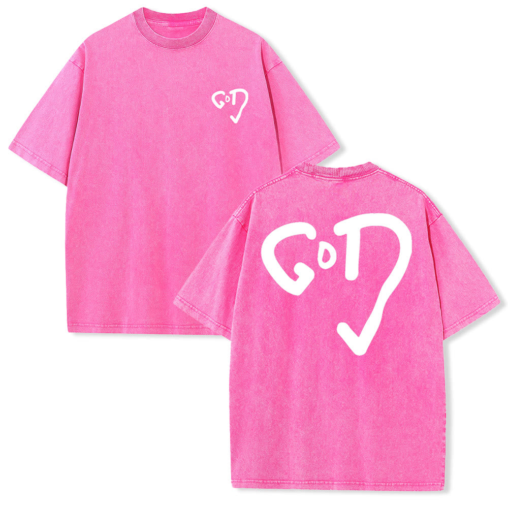 Christianartworkshop God Heart Unisex Washed T-shirt