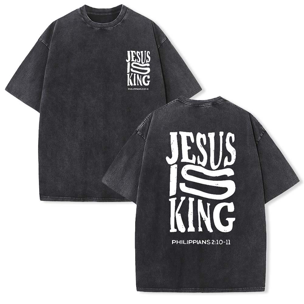 Christianartworkshop Jesus Is King Graphic Unisex Washed T-Shirt