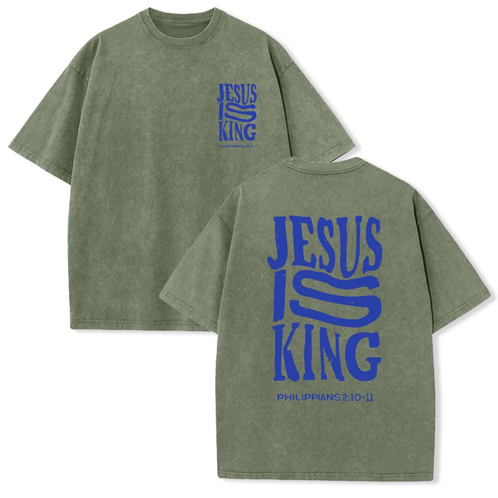 Christianartworkshop Jesus Is King Graphic Unisex Washed T-Shirt