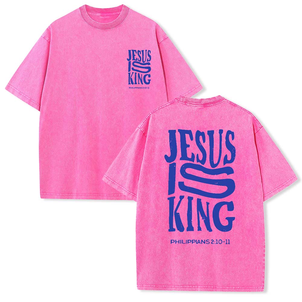 Christianartworkshop Jesus Is King Graphic Unisex Washed T-Shirt