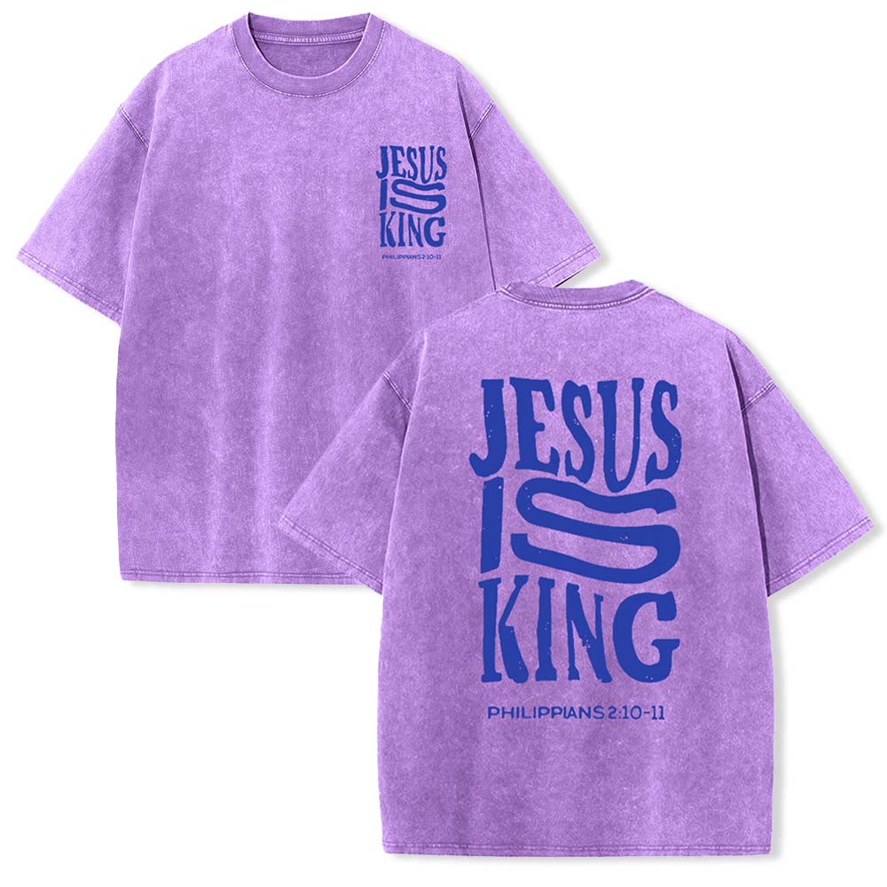 Christianartworkshop Jesus Is King Graphic Unisex Washed T-Shirt