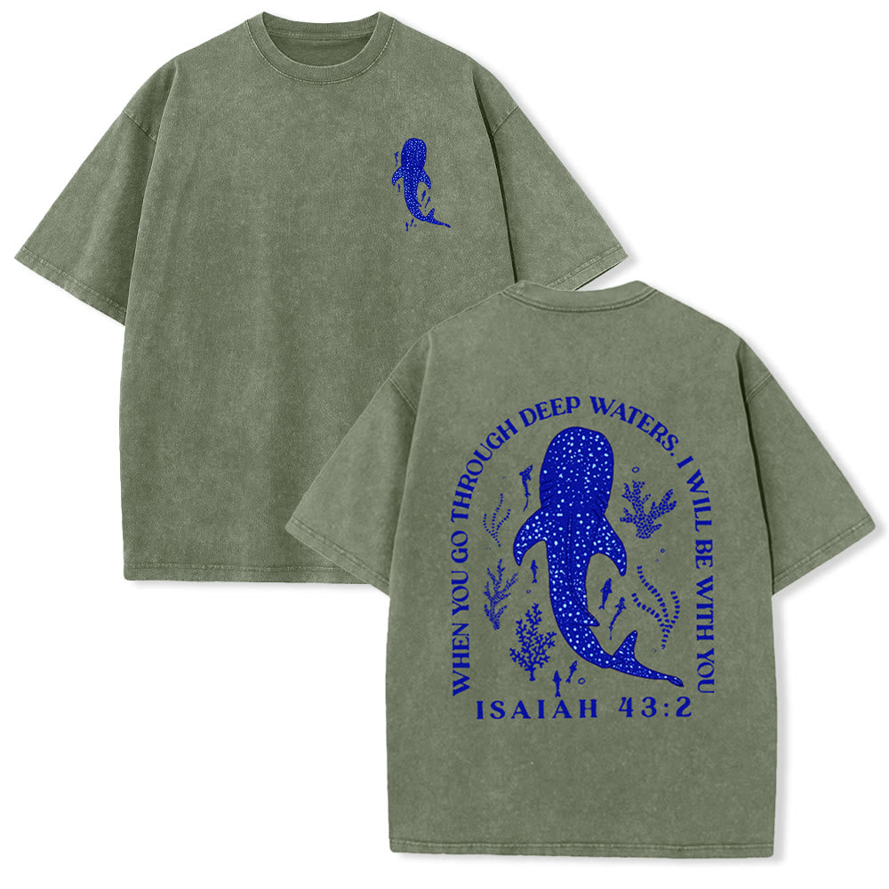 Christianartworkshop I Will Be With You Double Sided Unisex Washed T-shirt