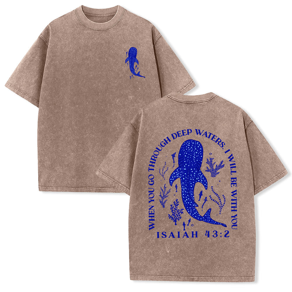 Christianartworkshop I Will Be With You Double Sided Unisex Washed T-shirt