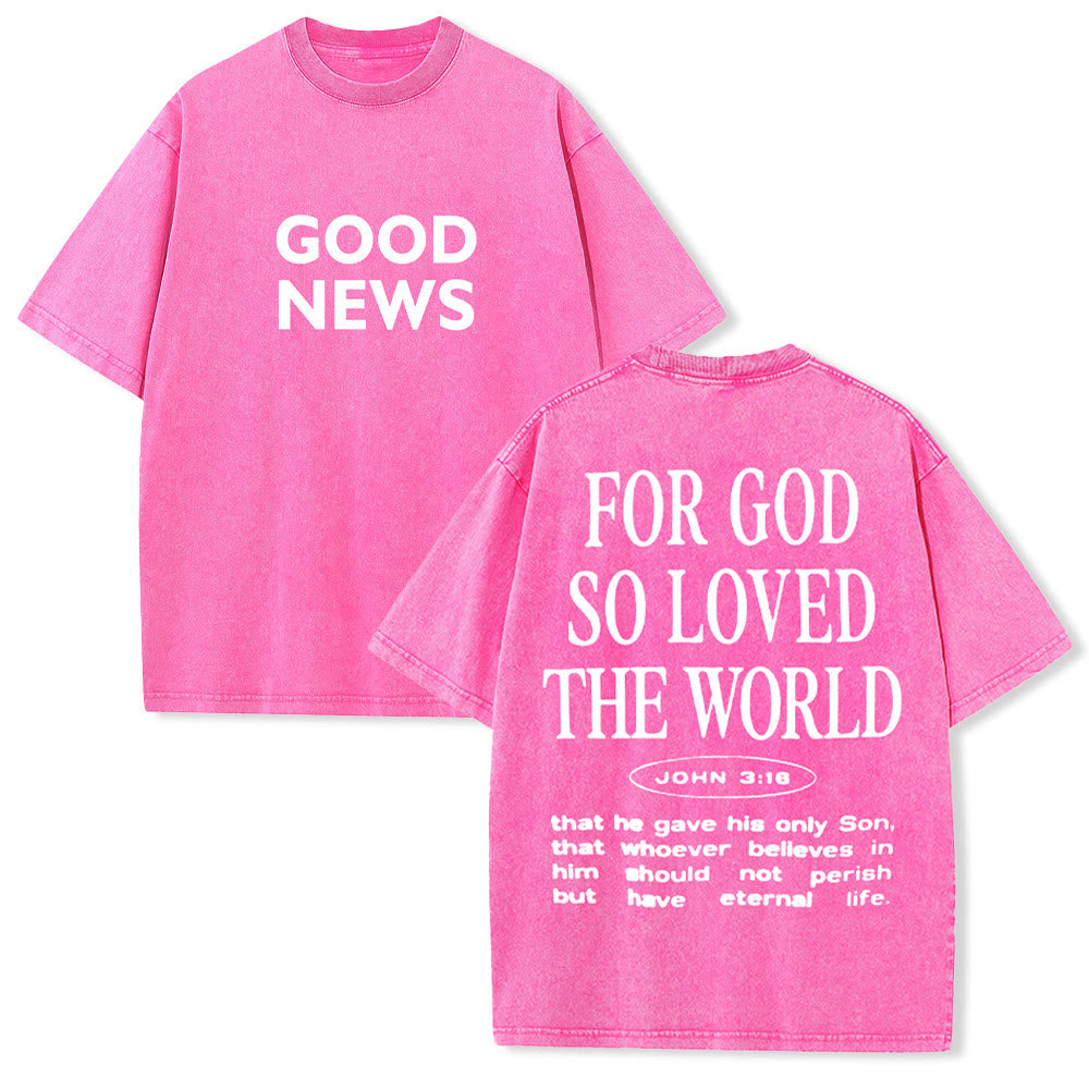Christianartworkshop "For God So Loved the World" Unisex Washed T-Shirt