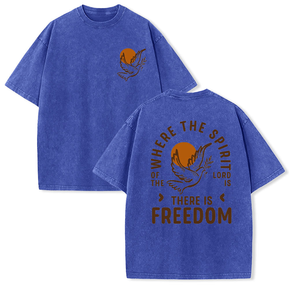 Christianartworkshop Spirit of the Lord and Freedom Unisex Washed T-Shirt