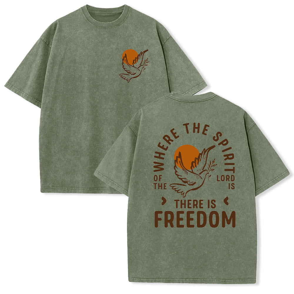 Christianartworkshop Spirit of the Lord and Freedom Unisex Washed T-Shirt