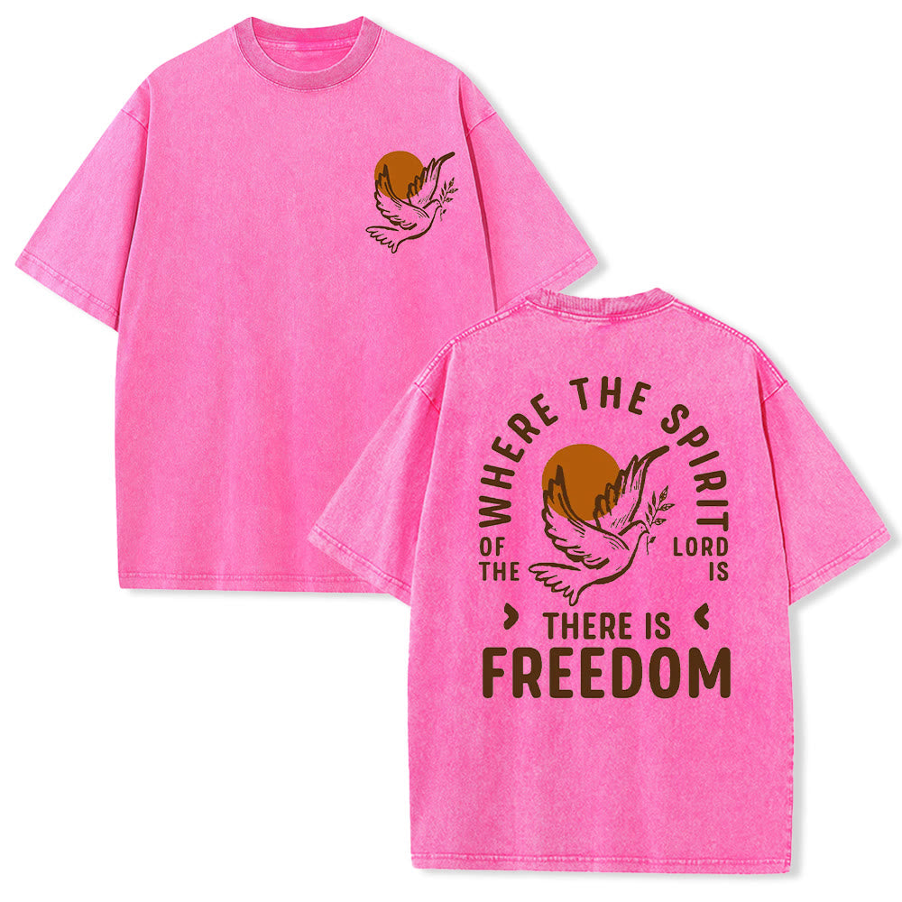 Christianartworkshop Spirit of the Lord and Freedom Unisex Washed T-Shirt