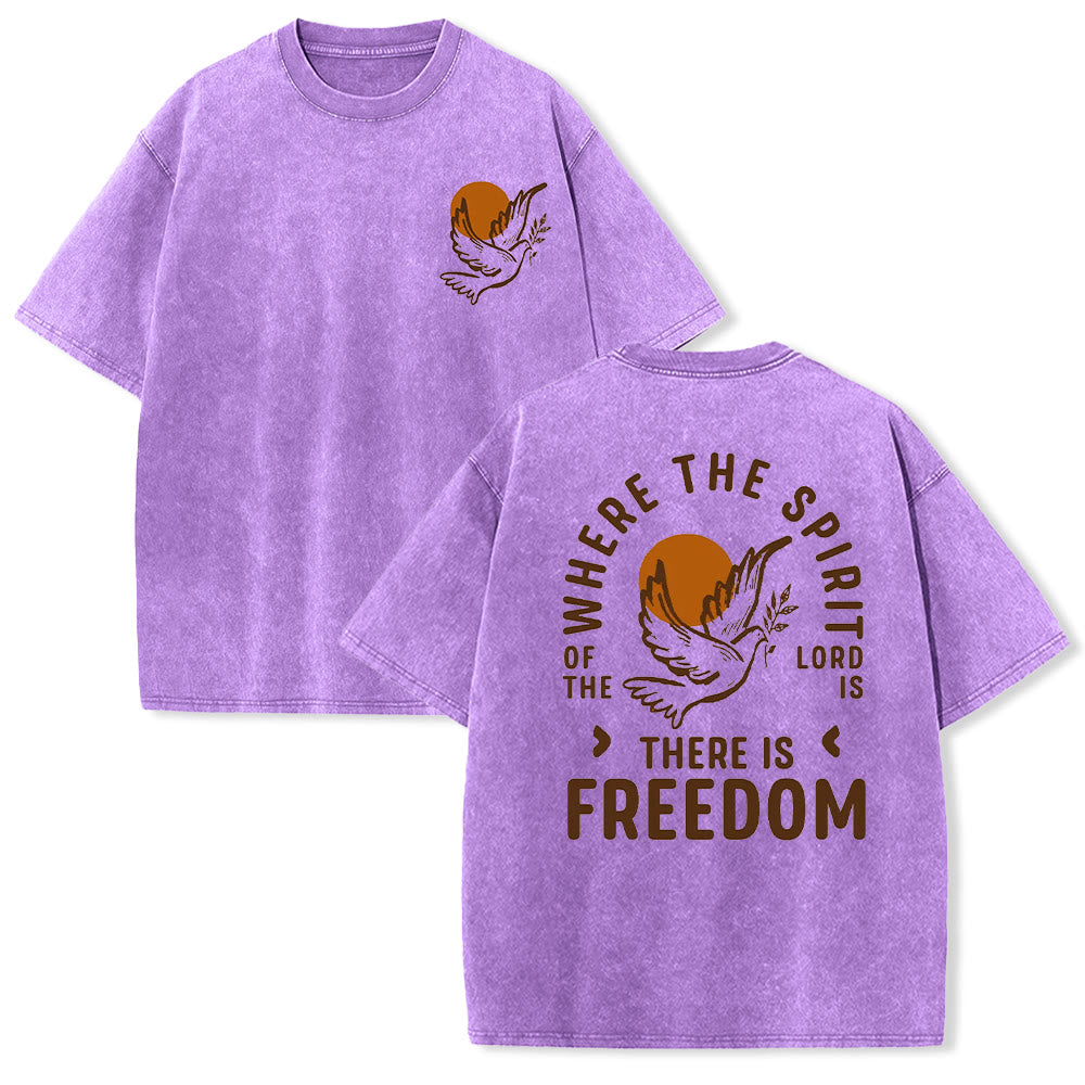 Christianartworkshop Spirit of the Lord and Freedom Unisex Washed T-Shirt