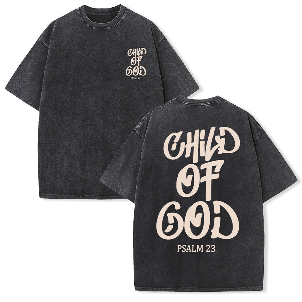 Christianartworkshop Chic Spiritual Child of God Psalm 23 Unisex Washed T-Shirt