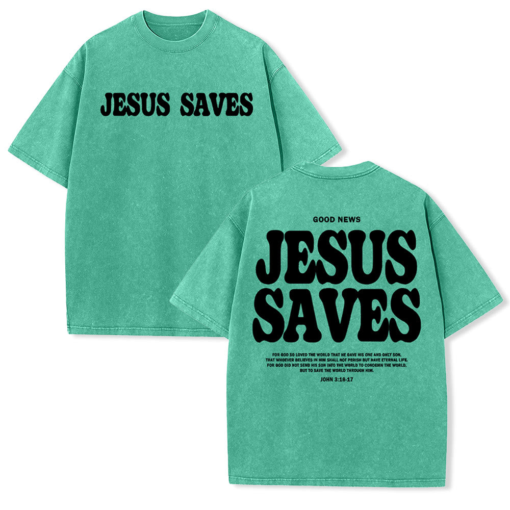 Christianartworkshop Jesus Saves Unisex Washed T-Shirt