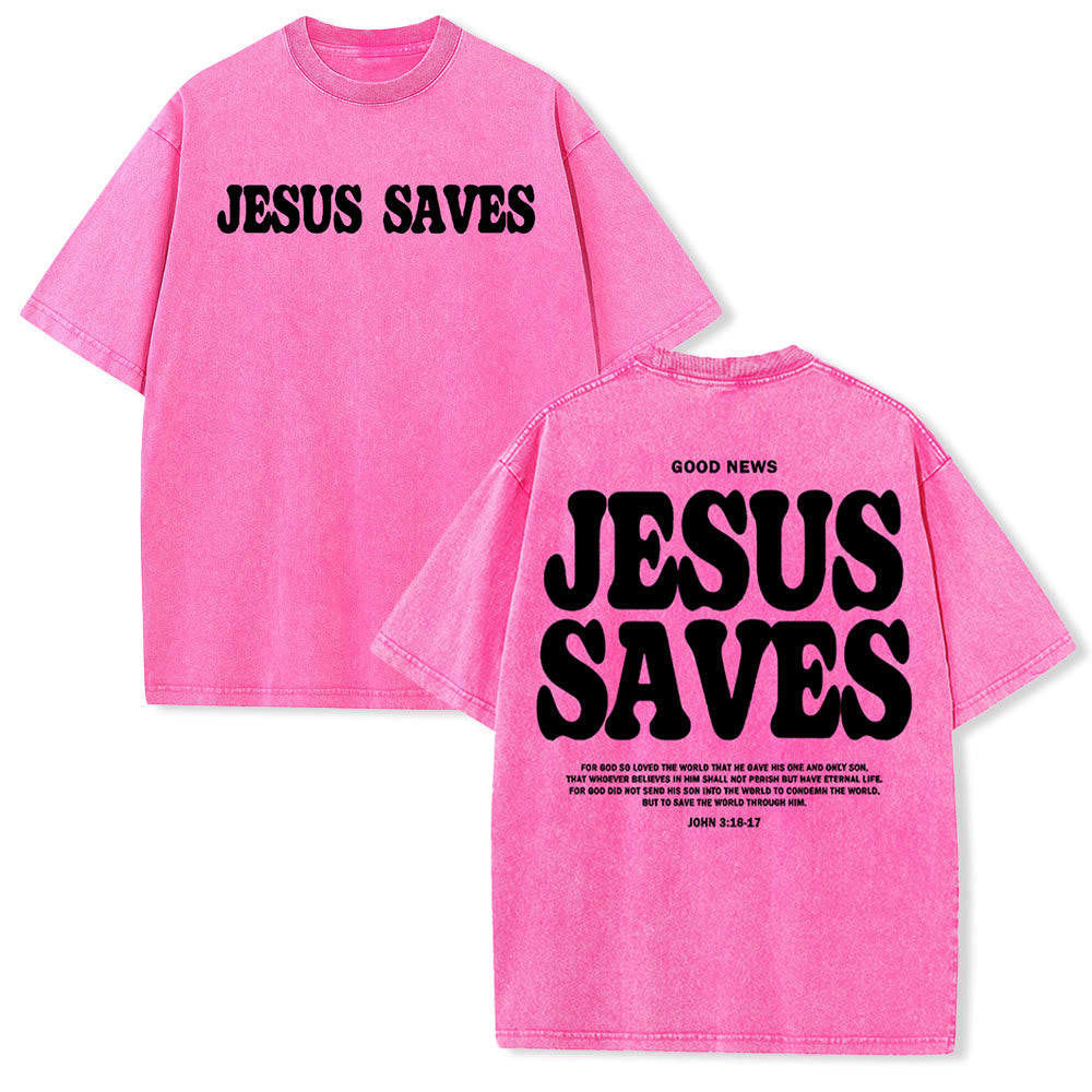 Christianartworkshop Jesus Saves Unisex Washed T-Shirt