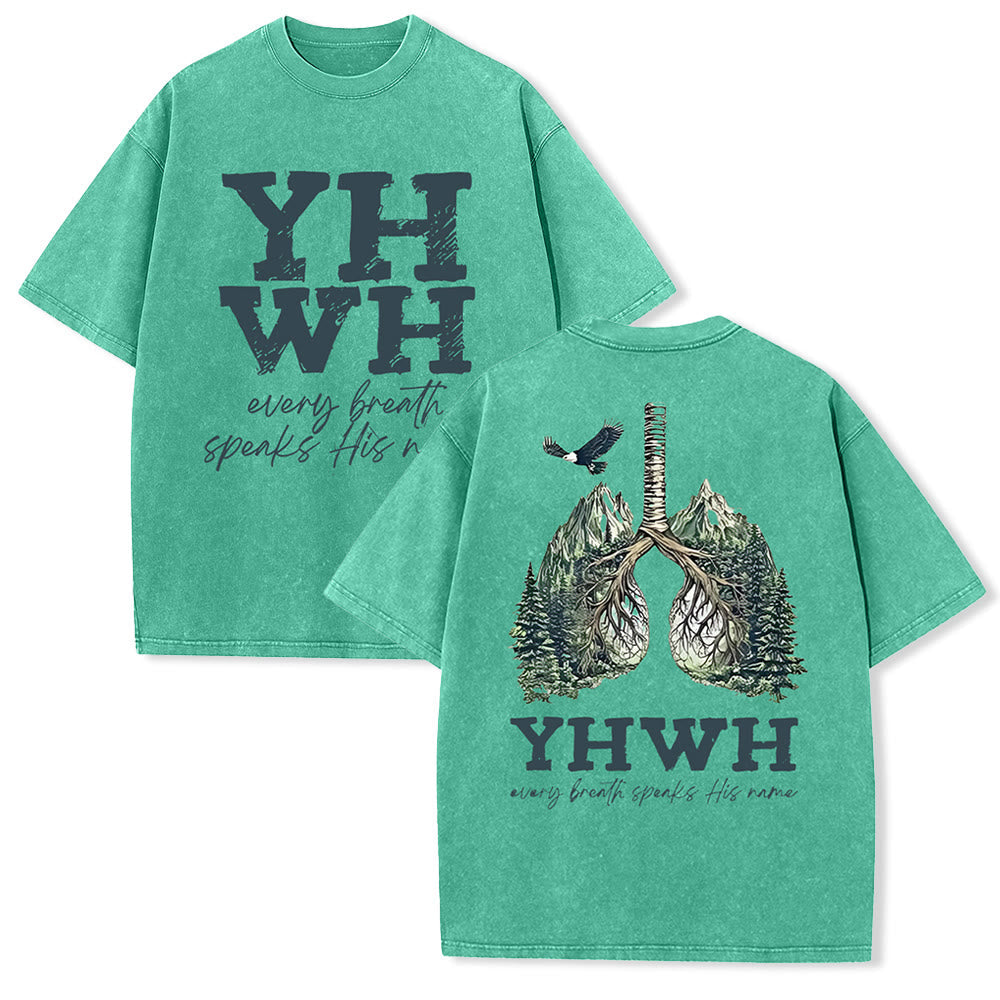 Christianartworkshop Every Breath Speaks His Name Unisex Washed T-shirt