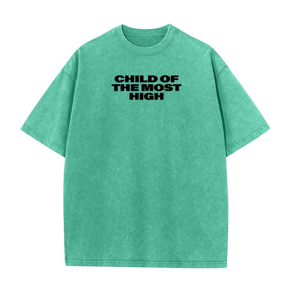 Christianartworkshop Child of the Most High Cross Bold Lettering Unisex Washed T-shirt