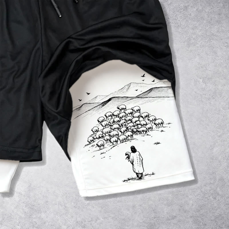 Christianartworkshop Psalm 23 Faithful Shepherd Printed Shorts
