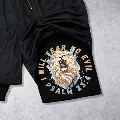 Christianartworkshop Psalm 23 I Will Fear No Evil Printed Shorts