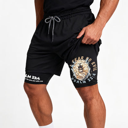 Christianartworkshop Psalm 23 I Will Fear No Evil Printed Shorts