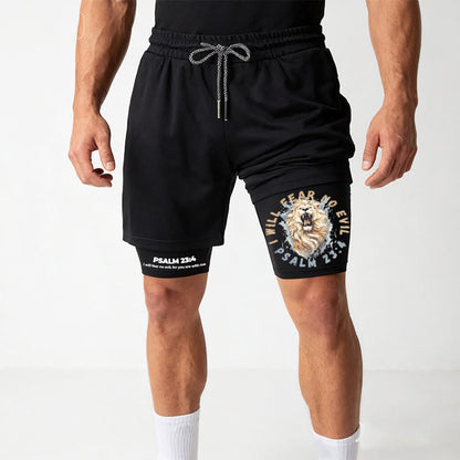 Christianartworkshop Psalm 23 I Will Fear No Evil Printed Shorts